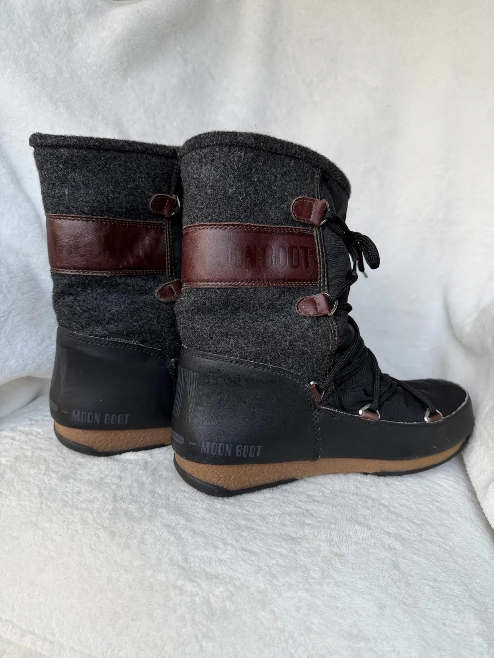 Tecnica We Vienna Felt Moon Boot Waterproof Insulated Wool Black Brown Size 7